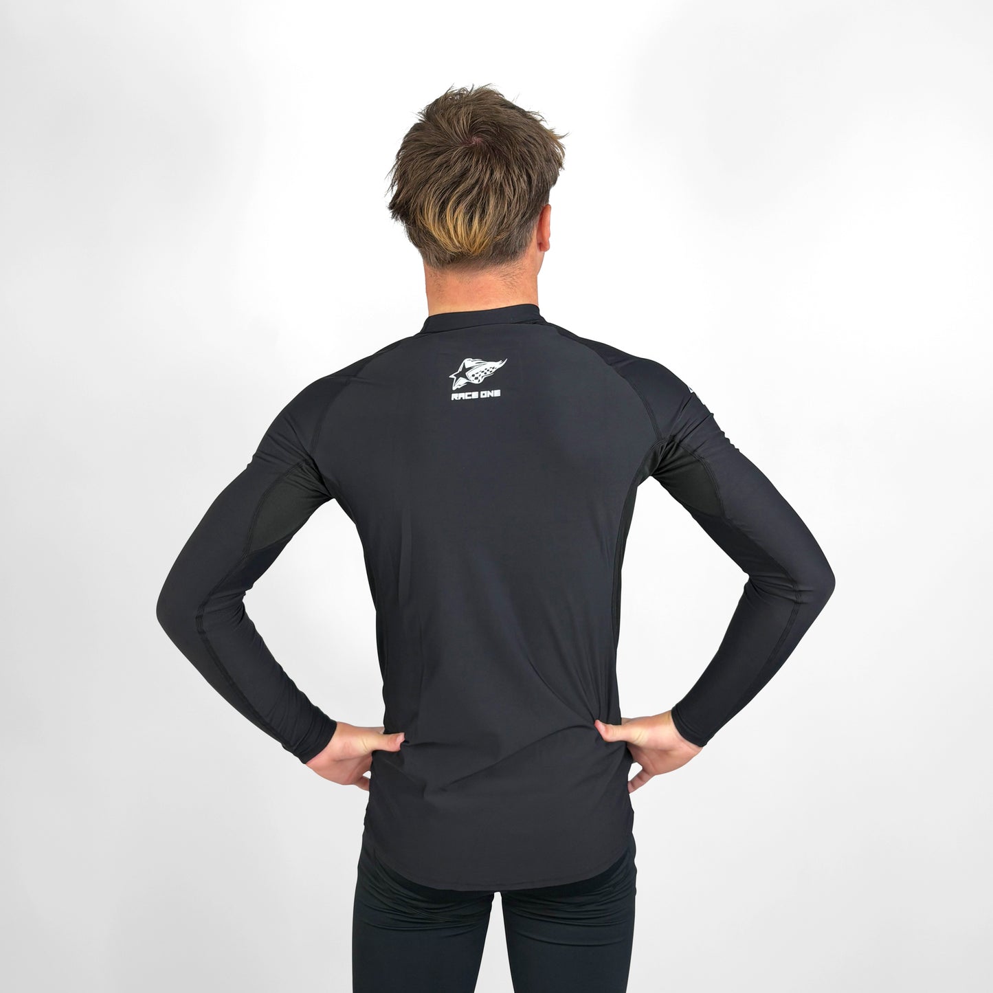 RACE ONE MICRO FLEECE BASE TOP - BLACK/WHITE