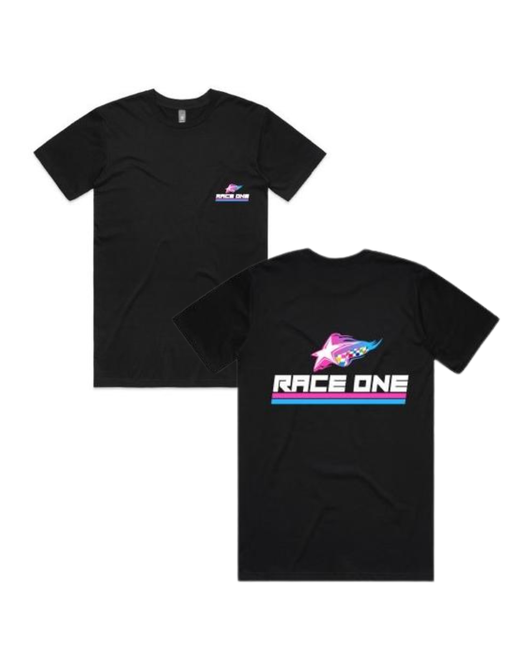 RACE ONE T-SHIRT MENS - LINES (PINK/BLUE)
