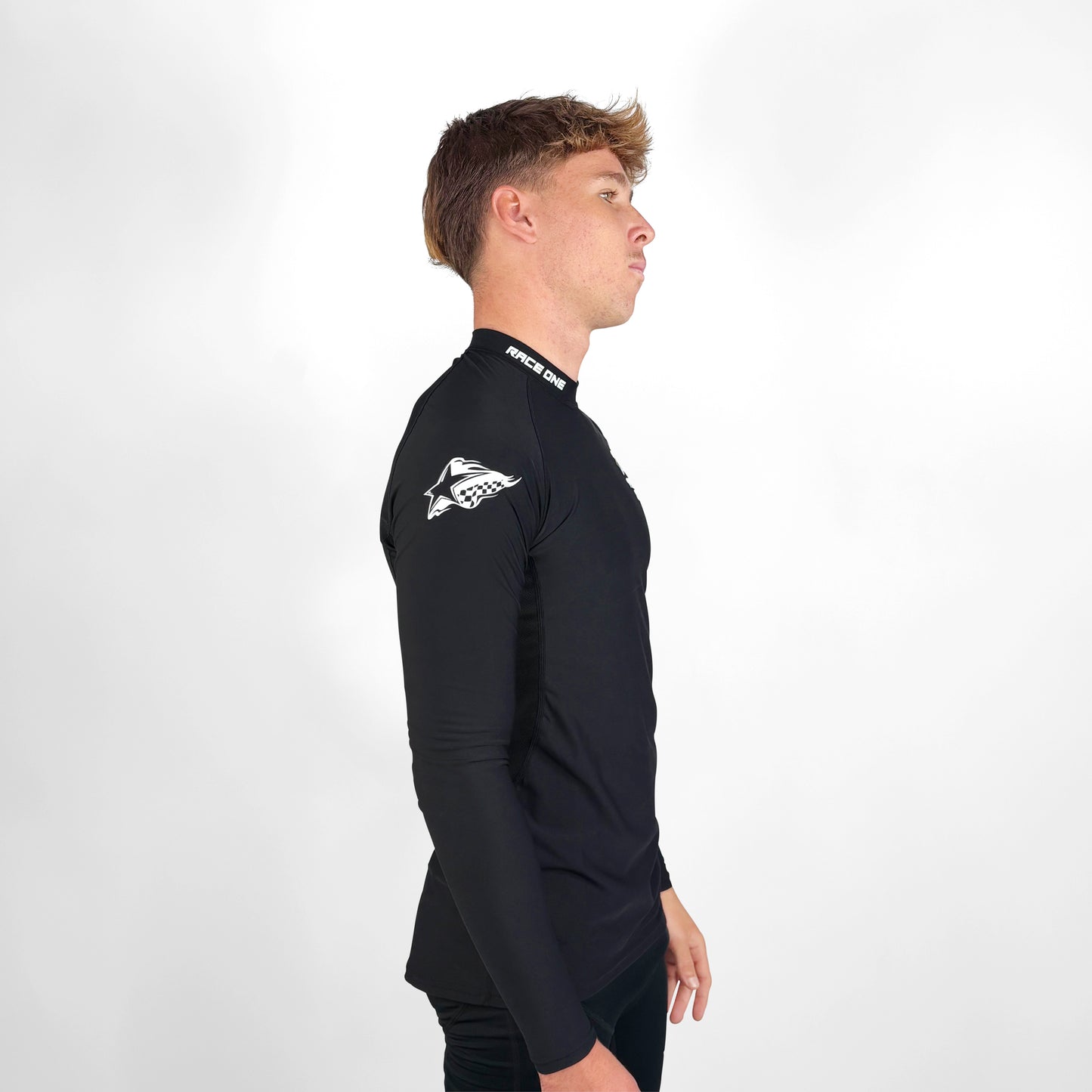 RACE ONE MICRO FLEECE BASE TOP - BLACK/WHITE