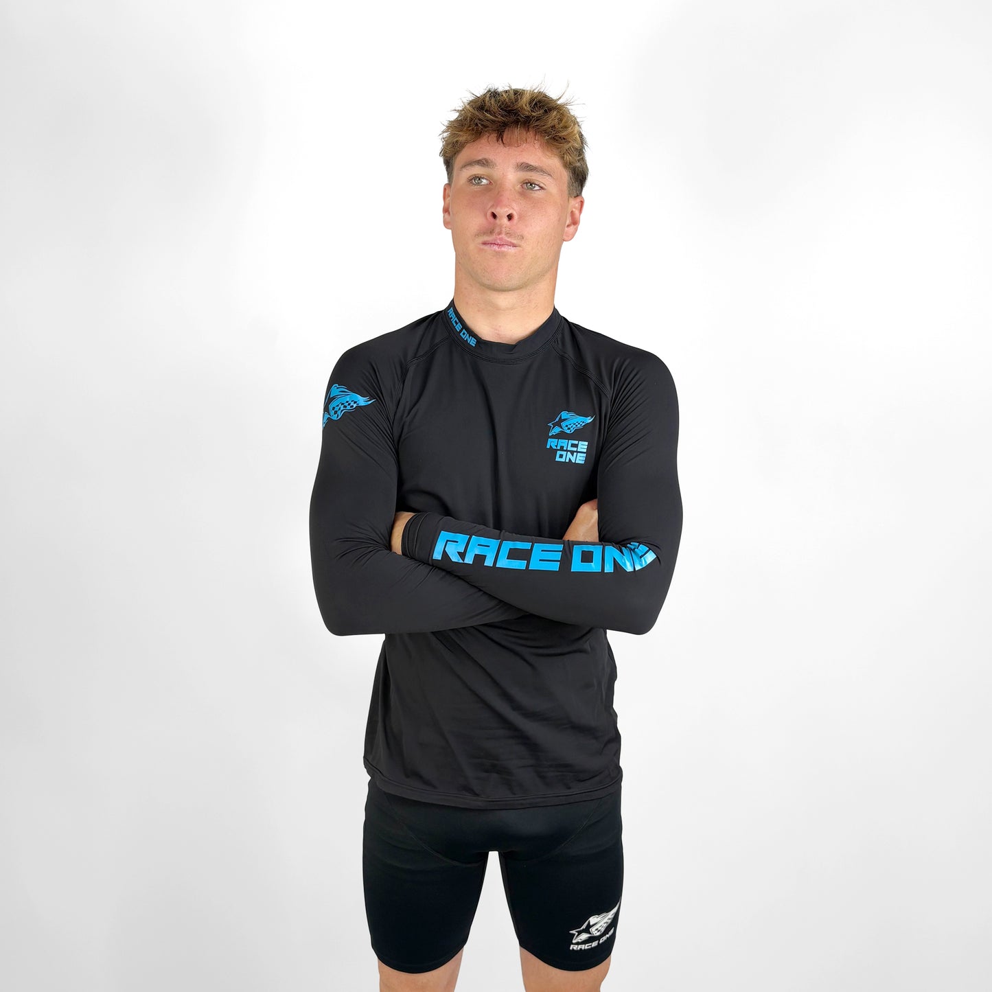 RACE ONE MICRO FLEECE BASE TOP - BLACK/BLUE
