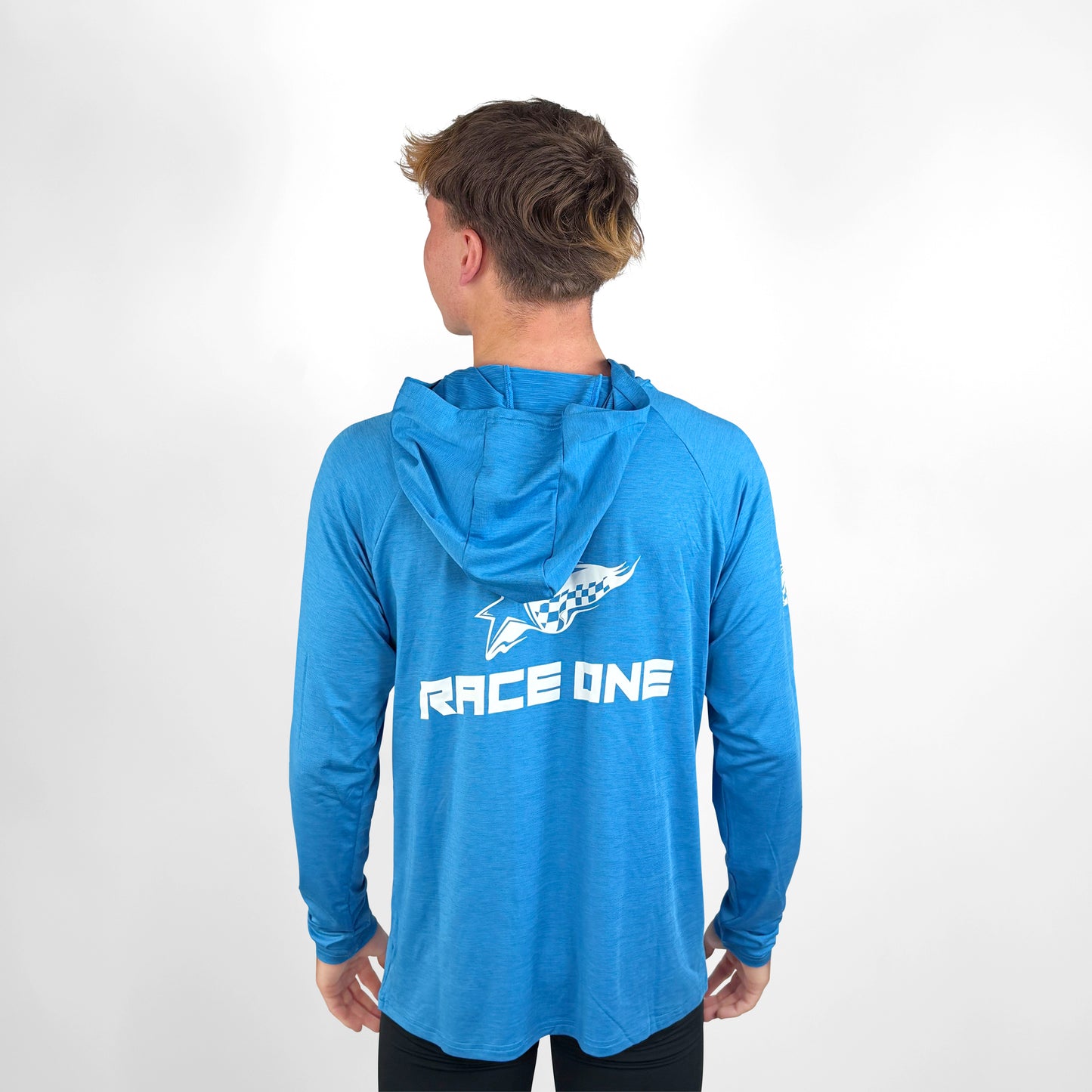 RACE ONE HOODED TECH TOP - CYAN
