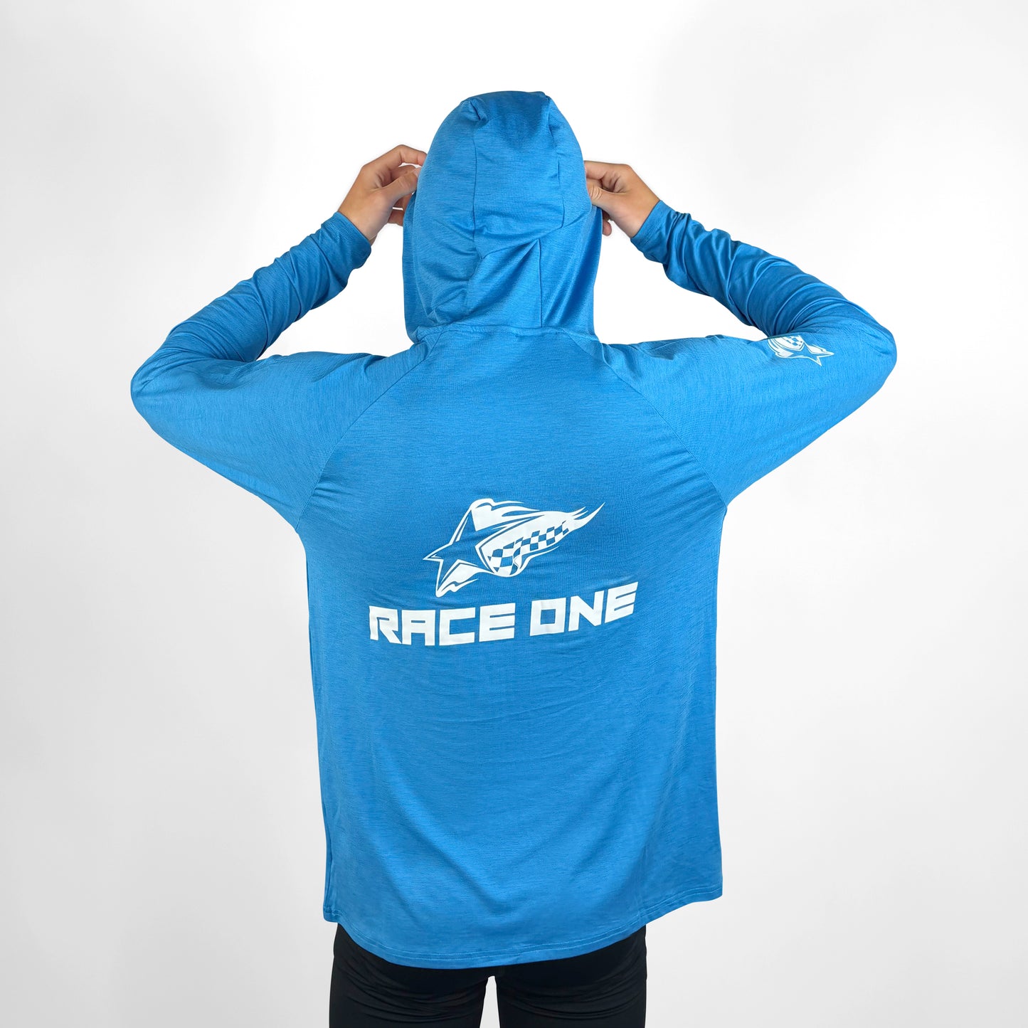 RACE ONE HOODED TECH TOP - CYAN