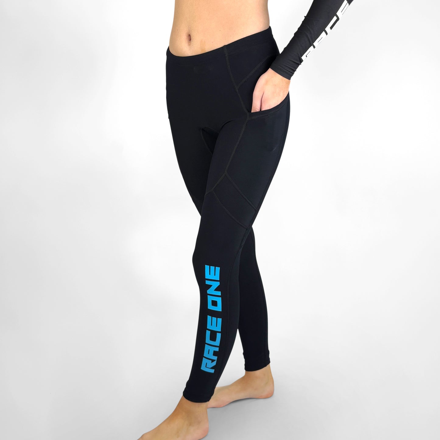 RACE ONE MICRO FLEECE BASE PANT - BLACK/BLUE
