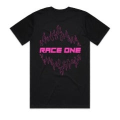 RACE ONE T-SHIRT KIDS - FLAMES (PINK)