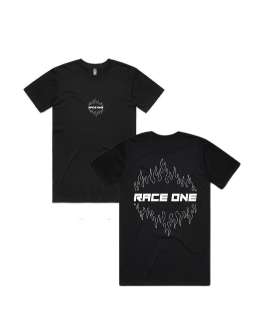 RACE ONE T-SHIRT WOMENS - FLAMES (WHITE)