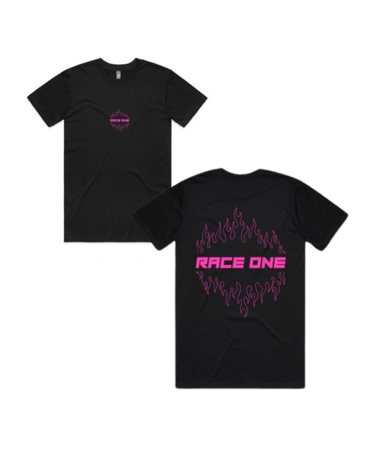 RACE ONE T-SHIRT KIDS - FLAMES (PINK)