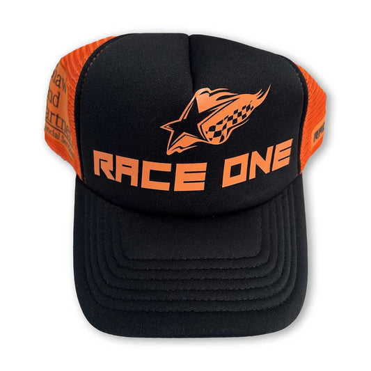 RACE ONE CAP – BLACK AND ORANGE