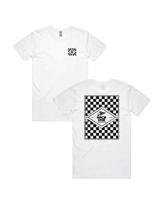 RACE ONE TEE WOMENS CHECKER - WHITE