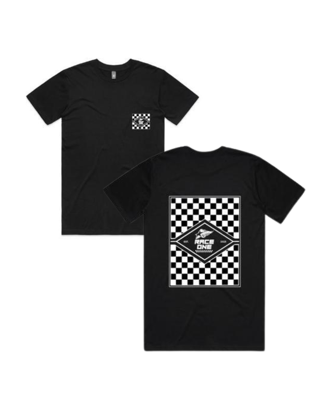 RACE ONE TEE MENS CHECKER - BLACK
