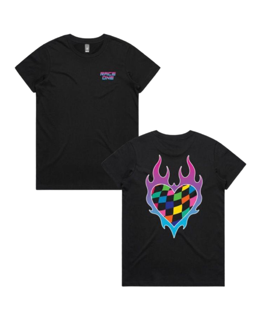 RACE ONE TEE MENS HEART - BLACK