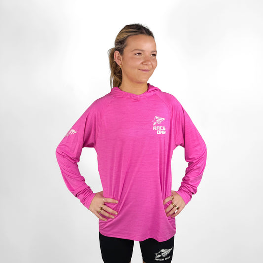 RACE ONE HOODED TECH TOP - PINK
