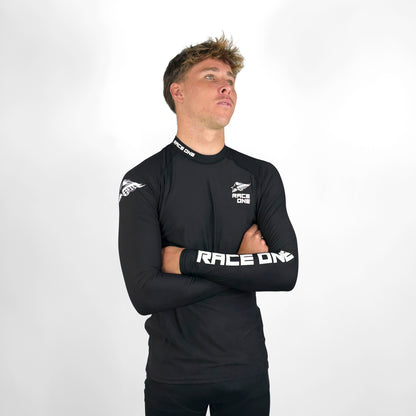 RACE ONE MICRO FLEECE BASE TOP - BLACK/WHITE