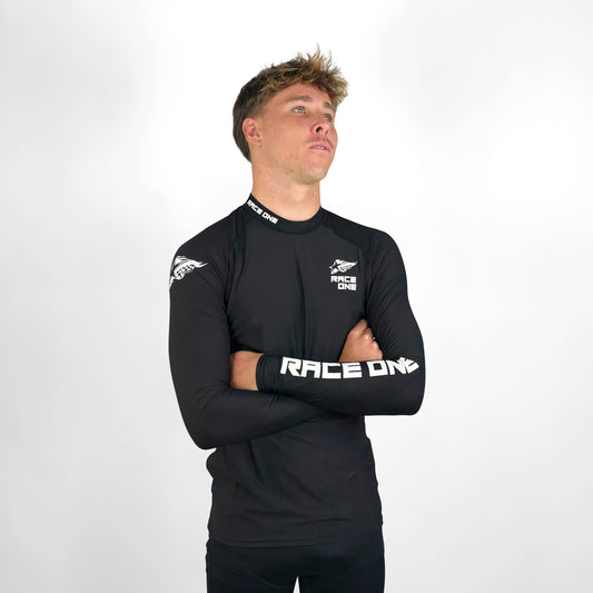 RACE ONE MICRO FLEECE BASE TOP - BLACK/WHITE