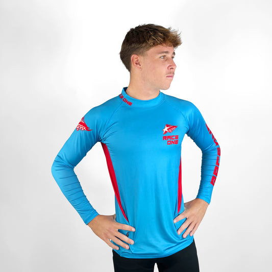 RACE ONE UV RASH TOP - CYAN