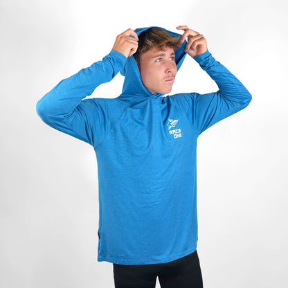 RACE ONE HOODED TECH TOP - CYAN