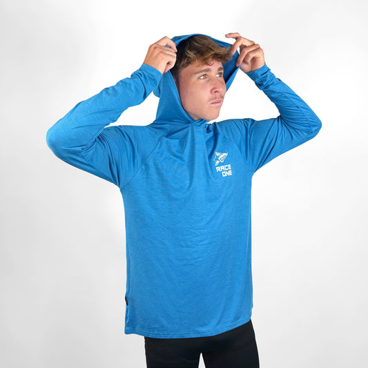 RACE ONE HOODED TECH TOP - CYAN