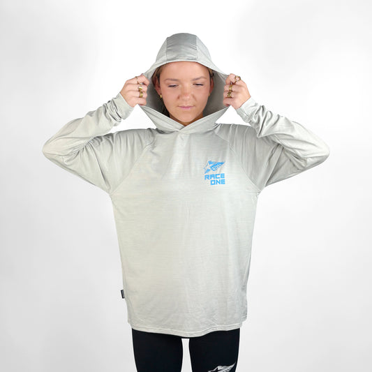 RACE ONE HOODED TECH TOP - SILVER