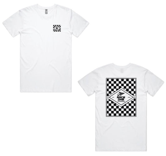 RACE ONE TEE WOMENS CHECKER - WHITE