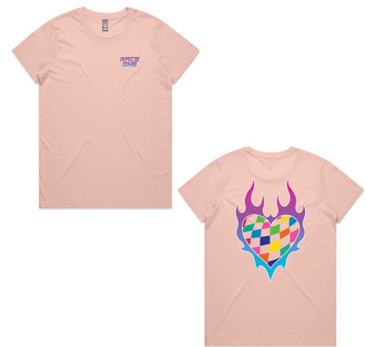 RACE ONE TEE WOMENS HEART - PALE PINK