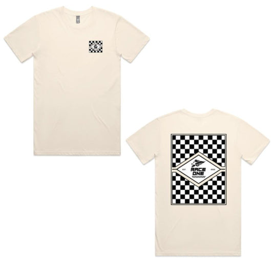 RACE ONE TEE MENS CHECKER - ECRU