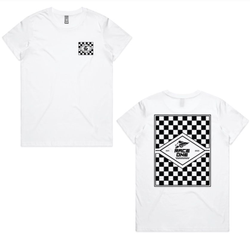 RACE ONE TEE MENS CHECKER - WHITE