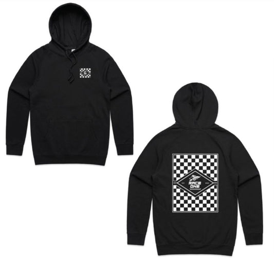 RACE ONE HOODIE CHECKER - BLACK