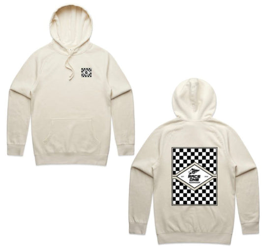 RACE ONE HOODIE CHECKER - ECRU