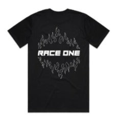 RACE ONE T-SHIRT MENS - FLAMES (WHITE)