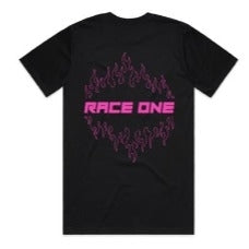 RACE ONE T-SHIRT WOMENS - FLAMES (PINK)